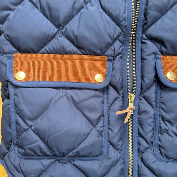 J. Crew Navy Quilted Vest with Brown Corduroy Trim - Picture 4 of 6